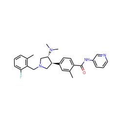 Cc1cc([C@H]2CN(Cc3c(C)cccc3F)C[C@@H]2N(C)C)ccc1C(=O)Nc1cccnc1 ZINC001772576623