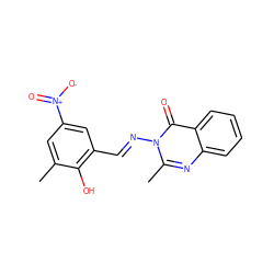 Cc1cc([N+](=O)[O-])cc(/C=N/n2c(C)nc3ccccc3c2=O)c1O ZINC000000531479