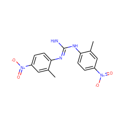 Cc1cc([N+](=O)[O-])ccc1/N=C(\N)Nc1ccc([N+](=O)[O-])cc1C ZINC000026490794