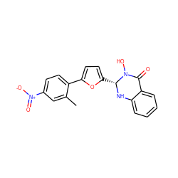 Cc1cc([N+](=O)[O-])ccc1-c1ccc([C@H]2Nc3ccccc3C(=O)N2O)o1 ZINC000000651707