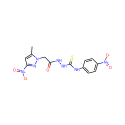 Cc1cc([N+](=O)[O-])nn1CC(=O)NNC(=S)Nc1ccc([N+](=O)[O-])cc1 ZINC000008666144