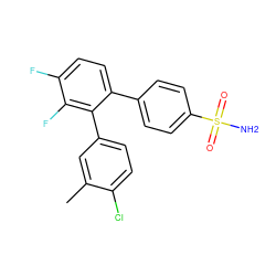 Cc1cc(-c2c(-c3ccc(S(N)(=O)=O)cc3)ccc(F)c2F)ccc1Cl ZINC000028375872