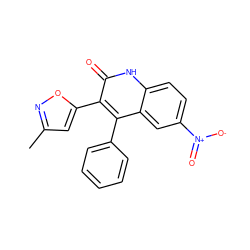 Cc1cc(-c2c(-c3ccccc3)c3cc([N+](=O)[O-])ccc3[nH]c2=O)on1 ZINC000029126708