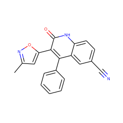 Cc1cc(-c2c(-c3ccccc3)c3cc(C#N)ccc3[nH]c2=O)on1 ZINC000029126751