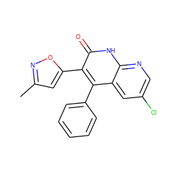 Cc1cc(-c2c(-c3ccccc3)c3cc(Cl)cnc3[nH]c2=O)on1 ZINC000029126442