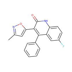 Cc1cc(-c2c(-c3ccccc3)c3cc(F)ccc3[nH]c2=O)on1 ZINC000029126710