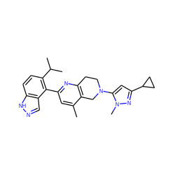 Cc1cc(-c2c(C(C)C)ccc3[nH]ncc23)nc2c1CN(c1cc(C3CC3)nn1C)CC2 ZINC000146948394