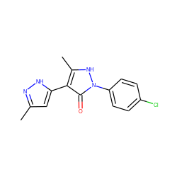 Cc1cc(-c2c(C)[nH]n(-c3ccc(Cl)cc3)c2=O)[nH]n1 ZINC000008556293