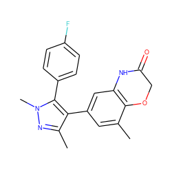 Cc1cc(-c2c(C)nn(C)c2-c2ccc(F)cc2)cc2c1OCC(=O)N2 ZINC000200989438