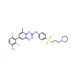 Cc1cc(-c2c(Cl)ccc(O)c2Cl)cc2nnc(Nc3ccc(S(=O)(=O)CCCN4CCCC4)cc3)nc12 ZINC000096167822