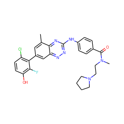 Cc1cc(-c2c(Cl)ccc(O)c2F)cc2nnc(Nc3ccc(C(=O)N(C)CCN4CCCC4)cc3)nc12 ZINC000096167825