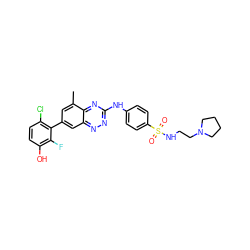 Cc1cc(-c2c(Cl)ccc(O)c2F)cc2nnc(Nc3ccc(S(=O)(=O)NCCN4CCCC4)cc3)nc12 ZINC000028957688