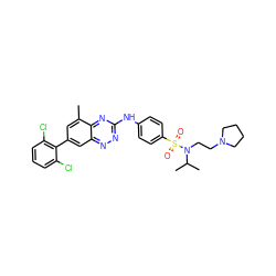 Cc1cc(-c2c(Cl)cccc2Cl)cc2nnc(Nc3ccc(S(=O)(=O)N(CCN4CCCC4)C(C)C)cc3)nc12 ZINC000096167805