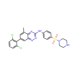 Cc1cc(-c2c(Cl)cccc2Cl)cc2nnc(Nc3ccc(S(=O)(=O)N4CCNCC4)cc3)nc12 ZINC000096167804