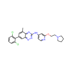 Cc1cc(-c2c(Cl)cccc2Cl)cc2nnc(Nc3ccnc(OCCN4CCCC4)c3)nc12 ZINC000096167747