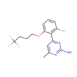 Cc1cc(-c2c(Cl)cccc2OCCCC(F)(F)F)nc(N)n1 ZINC000066156457