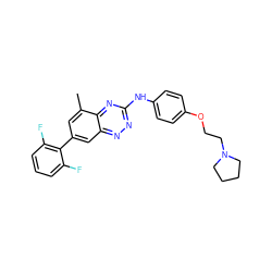 Cc1cc(-c2c(F)cccc2F)cc2nnc(Nc3ccc(OCCN4CCCC4)cc3)nc12 ZINC000028702719