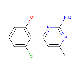 Cc1cc(-c2c(O)cccc2Cl)nc(N)n1 ZINC000071329699