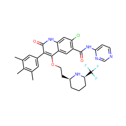 Cc1cc(-c2c(OCC[C@@H]3CCC[C@H](C(F)(F)F)N3)c3cc(C(=O)Nc4ccncn4)c(Cl)cc3[nH]c2=O)cc(C)c1C ZINC000028386104