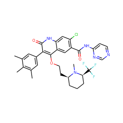 Cc1cc(-c2c(OCC[C@@H]3CCC[C@H](C(F)(F)F)N3C)c3cc(C(=O)Nc4ccncn4)c(Cl)cc3[nH]c2=O)cc(C)c1C ZINC000028456517