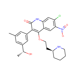 Cc1cc(-c2c(OCC[C@@H]3CCCCN3)c3cc([N+](=O)[O-])c(Cl)cc3[nH]c2=O)cc([C@@H](C)O)c1 ZINC000029465057