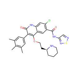 Cc1cc(-c2c(OCC[C@@H]3CCCCN3)c3cc(C(=O)Nc4cnsn4)c(Cl)cc3[nH]c2=O)cc(C)c1C ZINC000028456514