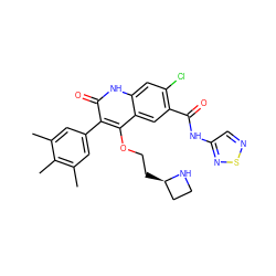 Cc1cc(-c2c(OCC[C@@H]3CCN3)c3cc(C(=O)Nc4cnsn4)c(Cl)cc3[nH]c2=O)cc(C)c1C ZINC000028397406