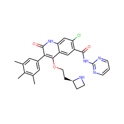 Cc1cc(-c2c(OCC[C@@H]3CCN3)c3cc(C(=O)Nc4ncccn4)c(Cl)cc3[nH]c2=O)cc(C)c1C ZINC000026282983