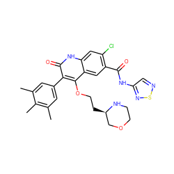 Cc1cc(-c2c(OCC[C@@H]3COCCN3)c3cc(C(=O)Nc4cnsn4)c(Cl)cc3[nH]c2=O)cc(C)c1C ZINC000028391994