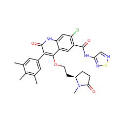 Cc1cc(-c2c(OCC[C@H]3CCC(=O)N3C)c3cc(C(=O)Nc4cnsn4)c(Cl)cc3[nH]c2=O)cc(C)c1C ZINC000028395969