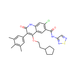 Cc1cc(-c2c(OCCC3CCCC3)c3cc(C(=O)Nc4cnsn4)c(Cl)cc3[nH]c2=O)cc(C)c1C ZINC000001909270