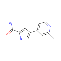 Cc1cc(-c2c[nH]c(C(N)=O)c2)ccn1 ZINC000218889270