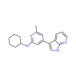 Cc1cc(-c2c[nH]c3ncccc23)cc(NC2CCCCC2)n1 ZINC000095581366