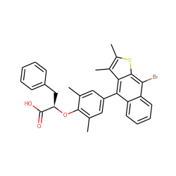 Cc1cc(-c2c3ccccc3c(Br)c3sc(C)c(C)c23)cc(C)c1O[C@H](Cc1ccccc1)C(=O)O ZINC000001547338