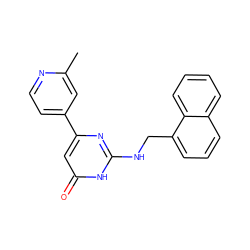 Cc1cc(-c2cc(=O)[nH]c(NCc3cccc4ccccc34)n2)ccn1 ZINC000095555348