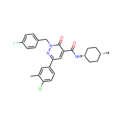 Cc1cc(-c2cc(C(=O)N[C@H]3CC[C@@H](C)CC3)c(=O)n(Cc3ccc(F)cc3)n2)ccc1Cl ZINC001772572189