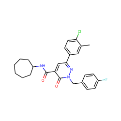 Cc1cc(-c2cc(C(=O)NC3CCCCCC3)c(=O)n(Cc3ccc(F)cc3)n2)ccc1Cl ZINC001772587792