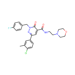 Cc1cc(-c2cc(C(=O)NCCN3CCOCC3)c(=O)n(Cc3ccc(F)cc3)n2)ccc1Cl ZINC001772626134