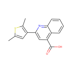 Cc1cc(-c2cc(C(=O)O)c3ccccc3n2)c(C)s1 ZINC000000205209