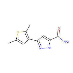 Cc1cc(-c2cc(C(N)=O)[nH]n2)c(C)s1 ZINC000212414945