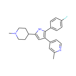 Cc1cc(-c2cc(C3CCN(C)CC3)[nH]c2-c2ccc(F)cc2)ccn1 ZINC000028472243