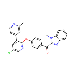 Cc1cc(-c2cc(Cl)cnc2Oc2ccc(C(=O)c3nc4ccccc4n3C)cc2)ccn1 ZINC000169150486