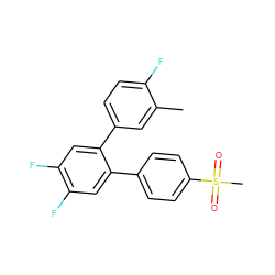 Cc1cc(-c2cc(F)c(F)cc2-c2ccc(S(C)(=O)=O)cc2)ccc1F ZINC000003814664