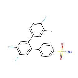 Cc1cc(-c2cc(F)c(F)cc2-c2ccc(S(N)(=O)=O)cc2)ccc1F ZINC000003814672