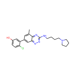 Cc1cc(-c2cc(O)ccc2Cl)cc2nnc(NCCCCN3CCCC3)nc12 ZINC000038215984