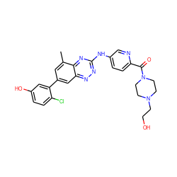 Cc1cc(-c2cc(O)ccc2Cl)cc2nnc(Nc3ccc(C(=O)N4CCN(CCO)CC4)nc3)nc12 ZINC000096167800