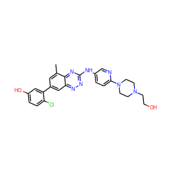 Cc1cc(-c2cc(O)ccc2Cl)cc2nnc(Nc3ccc(N4CCN(CCO)CC4)nc3)nc12 ZINC000096167801