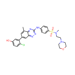 Cc1cc(-c2cc(O)ccc2Cl)cc2nnc(Nc3ccc(S(=O)(=O)N(C)CCN4CCOCC4)cc3)nc12 ZINC000028957666