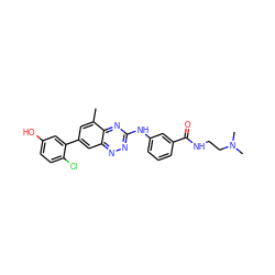 Cc1cc(-c2cc(O)ccc2Cl)cc2nnc(Nc3cccc(C(=O)NCCN(C)C)c3)nc12 ZINC000013985129