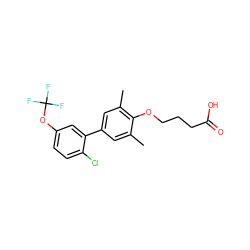 Cc1cc(-c2cc(OC(F)(F)F)ccc2Cl)cc(C)c1OCCCC(=O)O ZINC001772577519